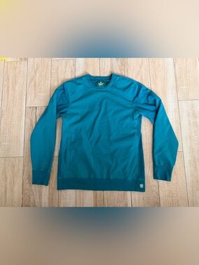 Reigning Champ Teal Blue Hybrid Performance Crewneck Sweatshirt Size Medium